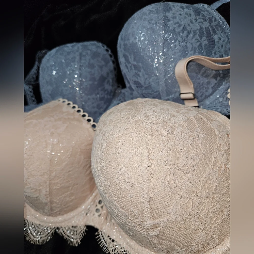 Victoria's Secret 36DD Dream Angels Lace Shimmer Lightly Lined Demi Blue ONLY